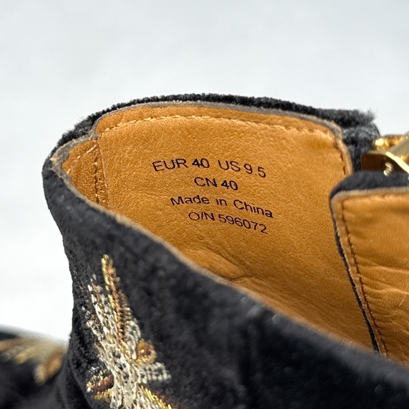 & Other Stories Black Velvet Ankle Boots with Gold Floral Embellishments - Picture 13 of 16